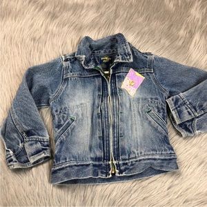 Vintage 90s Oshkosh Bgosh Toddler Girls Denim Patchwork Zip Up Jacket